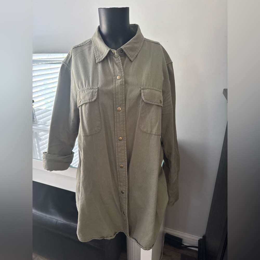 Olive Green Button-Up Shirt